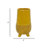 ceramic vase textured yellow 8"x4" china