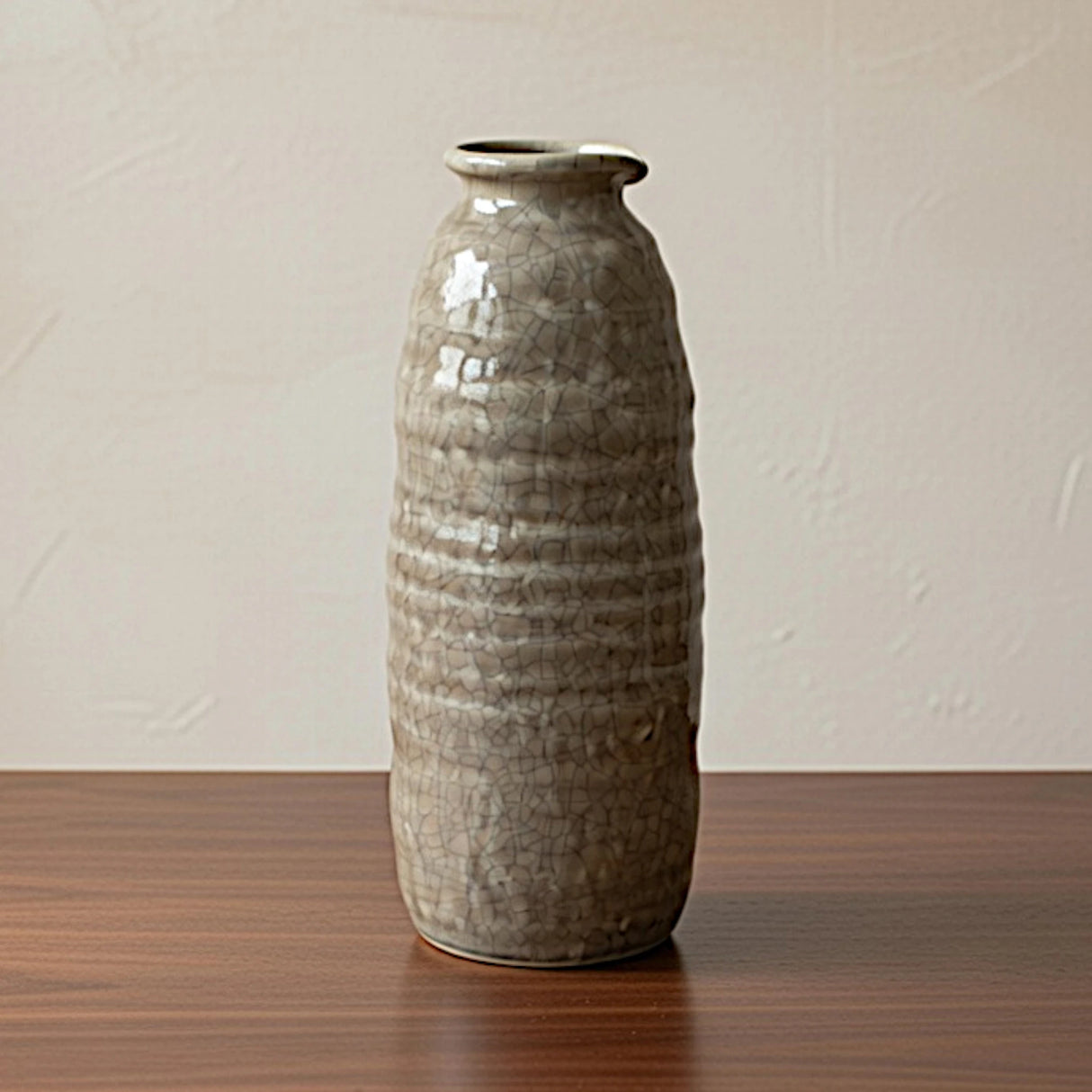 ceramic vase textured brown 9"x4" china