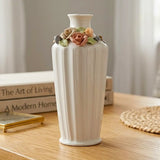 decorative ceramic vase embosed white 2f 8"x3" china