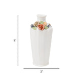 decorative ceramic vase embosed white 2f 8"x3" china