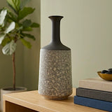 ceramic vase textured bubble-glaze black & white large 14"x6" china