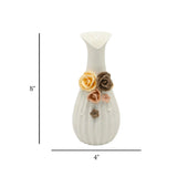 ceramic vase embosed white 3 large flower 8'x'4 china