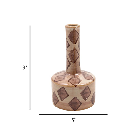 decorative ceramic vase geometric pattern 9"x5" china
