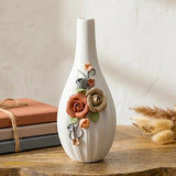 ceramic vase embosed multi flower 8.5"x4.5" china