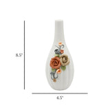 ceramic vase embosed multi flower 8.5"x4.5" china