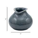 ceramic vase grey crackle 4"x5" china