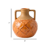 ceramic vase textured terracotta peach 7"x6" china