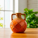 ceramic vase textured terracotta peach 7"x6" china
