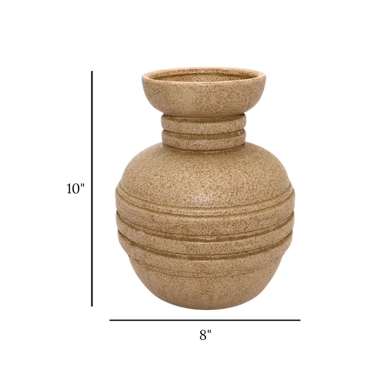 ceramic vase rounded light brown large 10'x'8 china