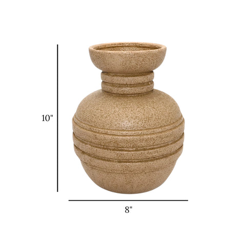 ceramic vase rounded light brown large 10'x'8 china