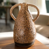 ceramic vase textured fat lava light brown 12''x7'' china