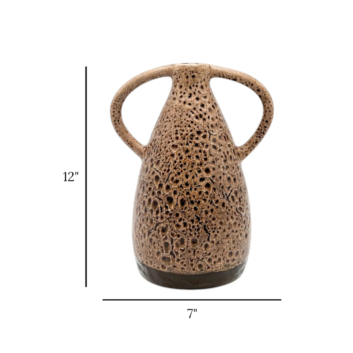 ceramic vase textured fat lava light brown 12''x7'' china