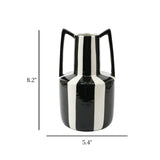 decorative ceramic vase black & white zebra stripe 8.2"x5.4" china