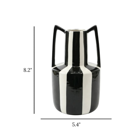 decorative ceramic vase black & white zebra stripe 8.2"x5.4" china
