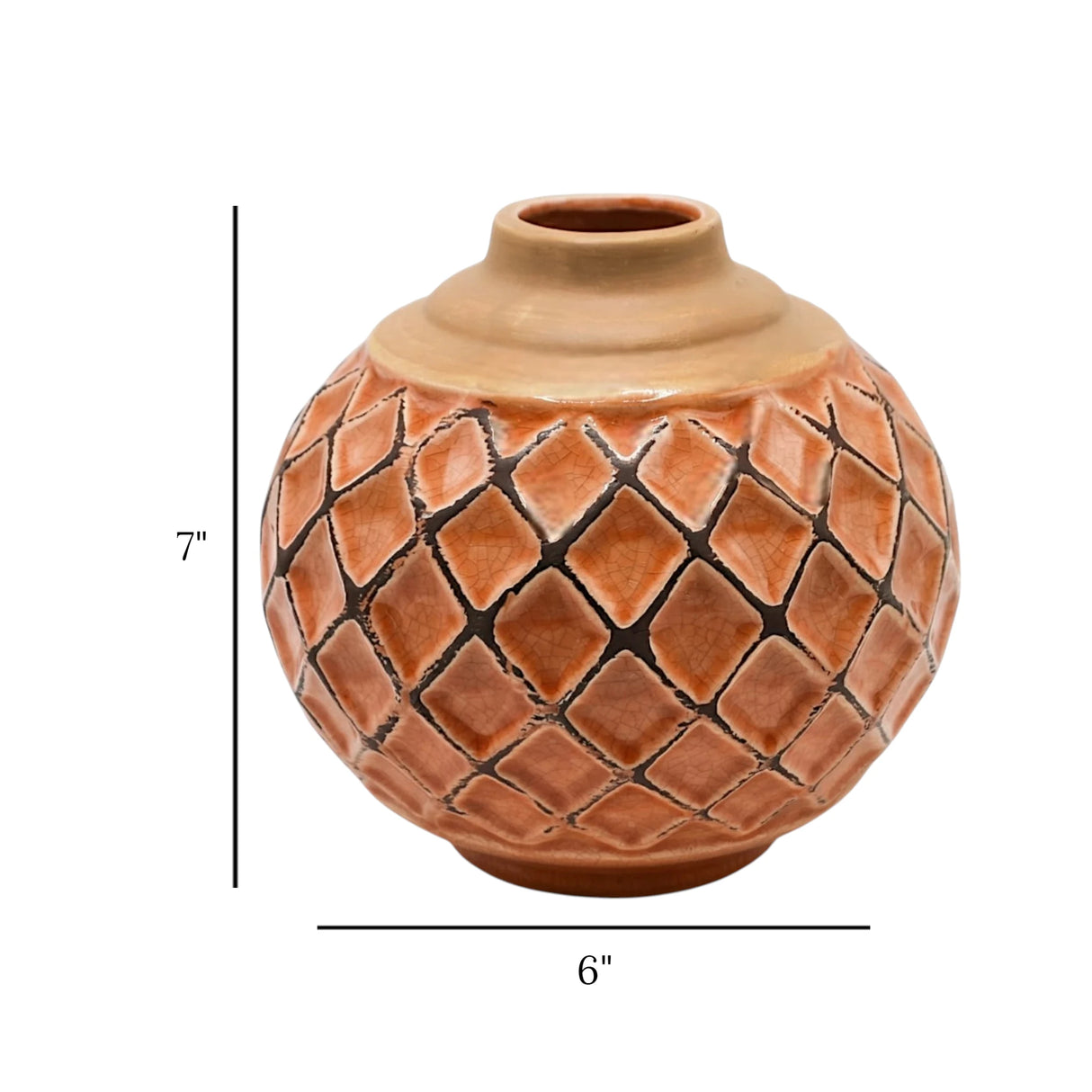 ceramic vase embosed textured peach large 7'x'6 china