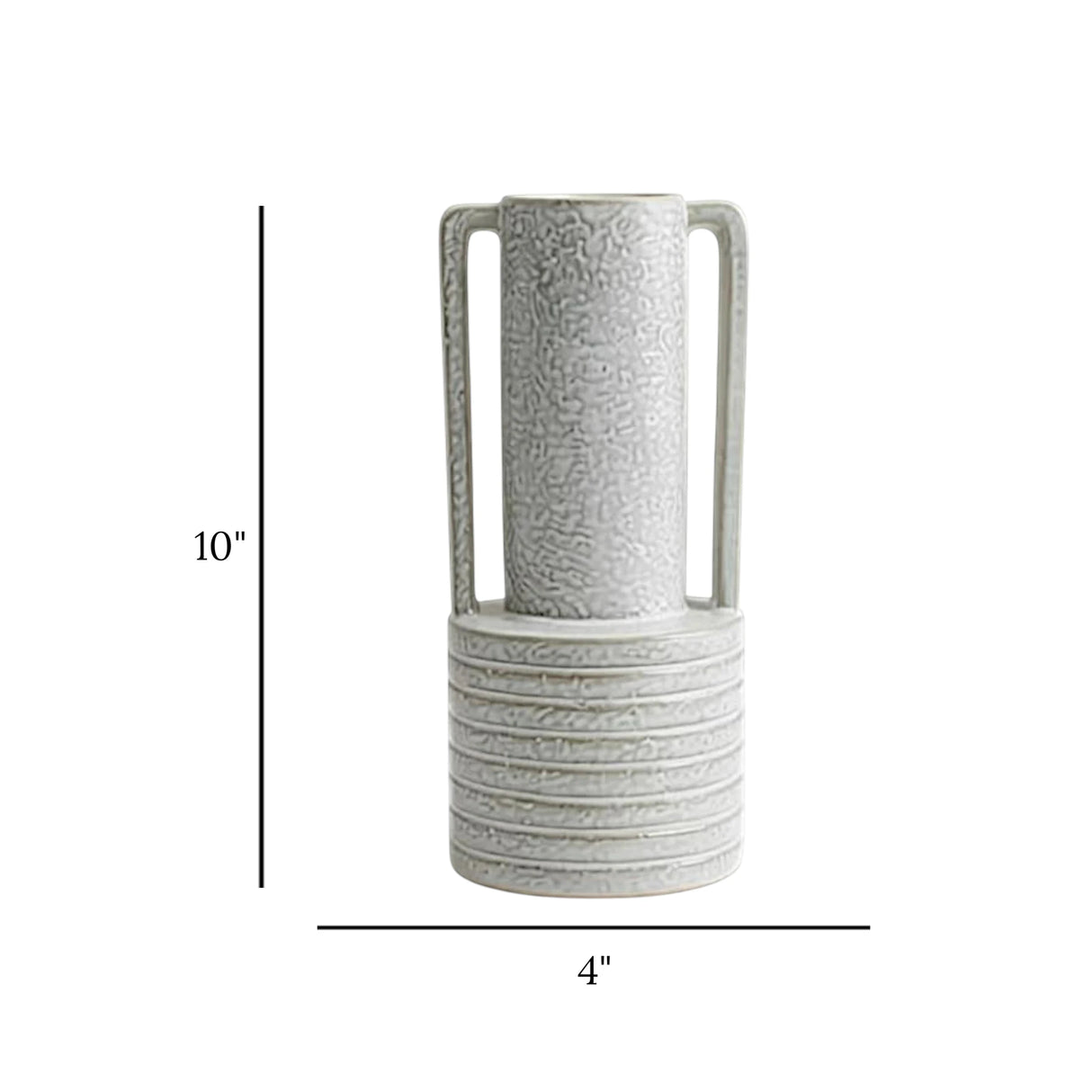 ceramic vase embosed textured white large 10"x4" china