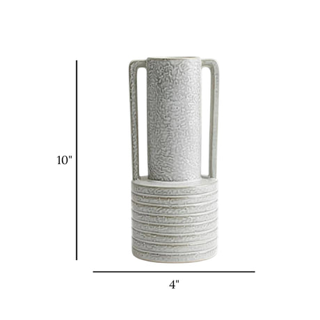 ceramic vase embosed textured white large 10"x4" china
