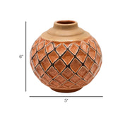 ceramic vase embosed textured peach small 6"x5" china