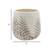 ceramic vase embosed textured leaf white 6"x6" china
