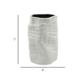 ceramic vase wrikled texture white 7"x4" china