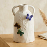 ceramic vase embosed butterfly white small 11"x6.5" china