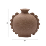 ceramic vase embosed terracotta brown small 8"x8" china
