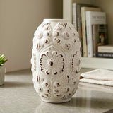 ceramic vase prominent flower white 9"x5" china