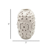 ceramic vase prominent flower white 9"x5" china