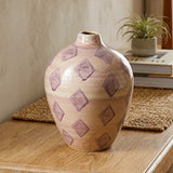 ceramic vase embosed 2tone cream & brown 10"x6" china