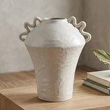 ceramic vase embosed textured white 12"x8" china