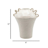 ceramic vase embosed textured white 12"x8" china