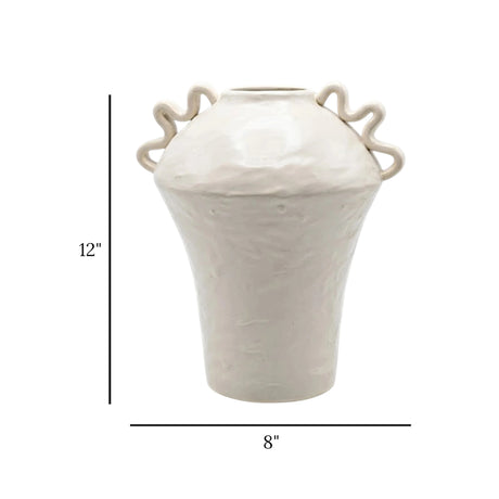 ceramic vase embosed textured white 12"x8" china