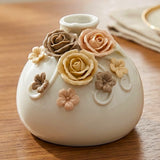 ceramic vase white with flowers 3.5''x''4 china