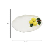 ceramic fruit dish oval 3 lemon white 9.5"x6" china