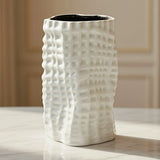 ceramic vase wrikled texture white 8.5"x5" china
