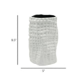ceramic vase wrikled texture white 8.5"x5" china