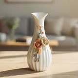 ceramic vase embosed white 2 large flower 8'x'4 china