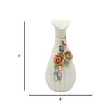 ceramic vase embosed white 2 large flower 8'x'4 china
