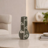 ceramic vase prominent bulbous gray 10"x5" china