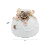 ceramic vase white with flowers 3.5''x4'' china
