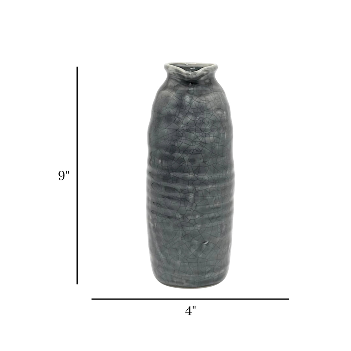 ceramic vase textured grey 9"x4" china
