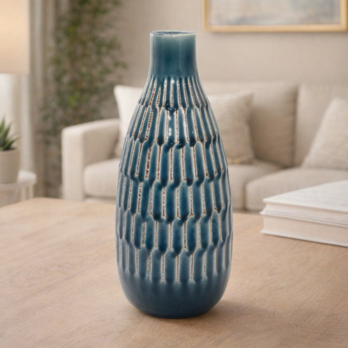 ceramic vase textured grey 12"x5" china