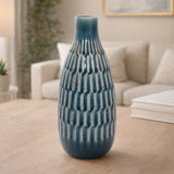 ceramic vase textured grey 12"x5" china