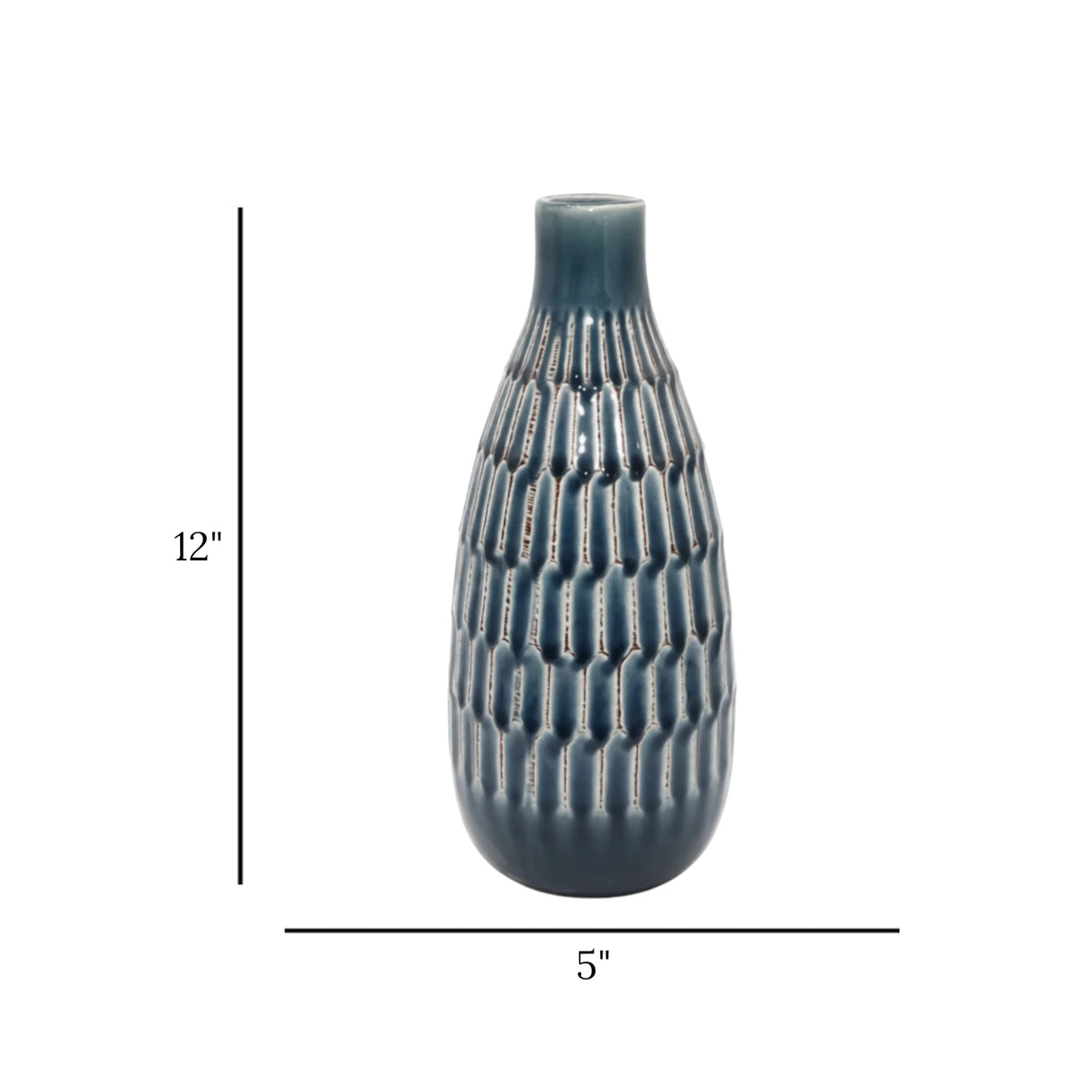 ceramic vase textured grey 12"x5" china