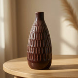ceramic vase textured maroon 12"x5" china