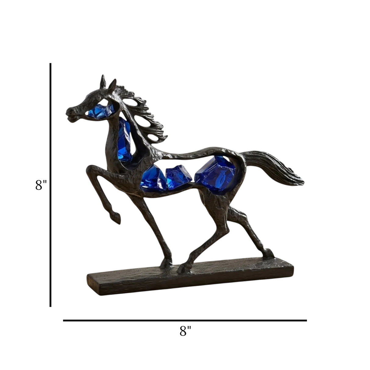 statue horse white with 5 crystal small 8"x8" china