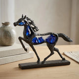statue horse white with 5 crystal small 8"x8" china