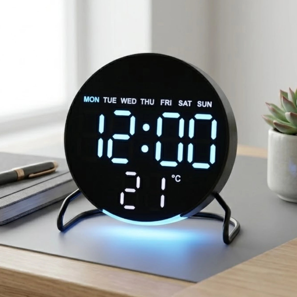 table clock digital round black 4.5x4.5 china