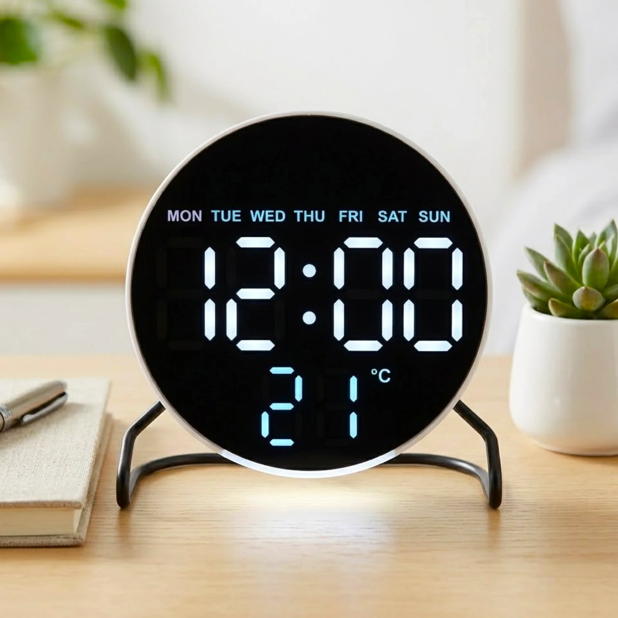 table clock digital round white 4.5x4.5 china