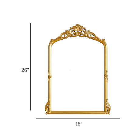 wall mirror resin gold baroque scrollwork crown arch frame 26''x18'' china